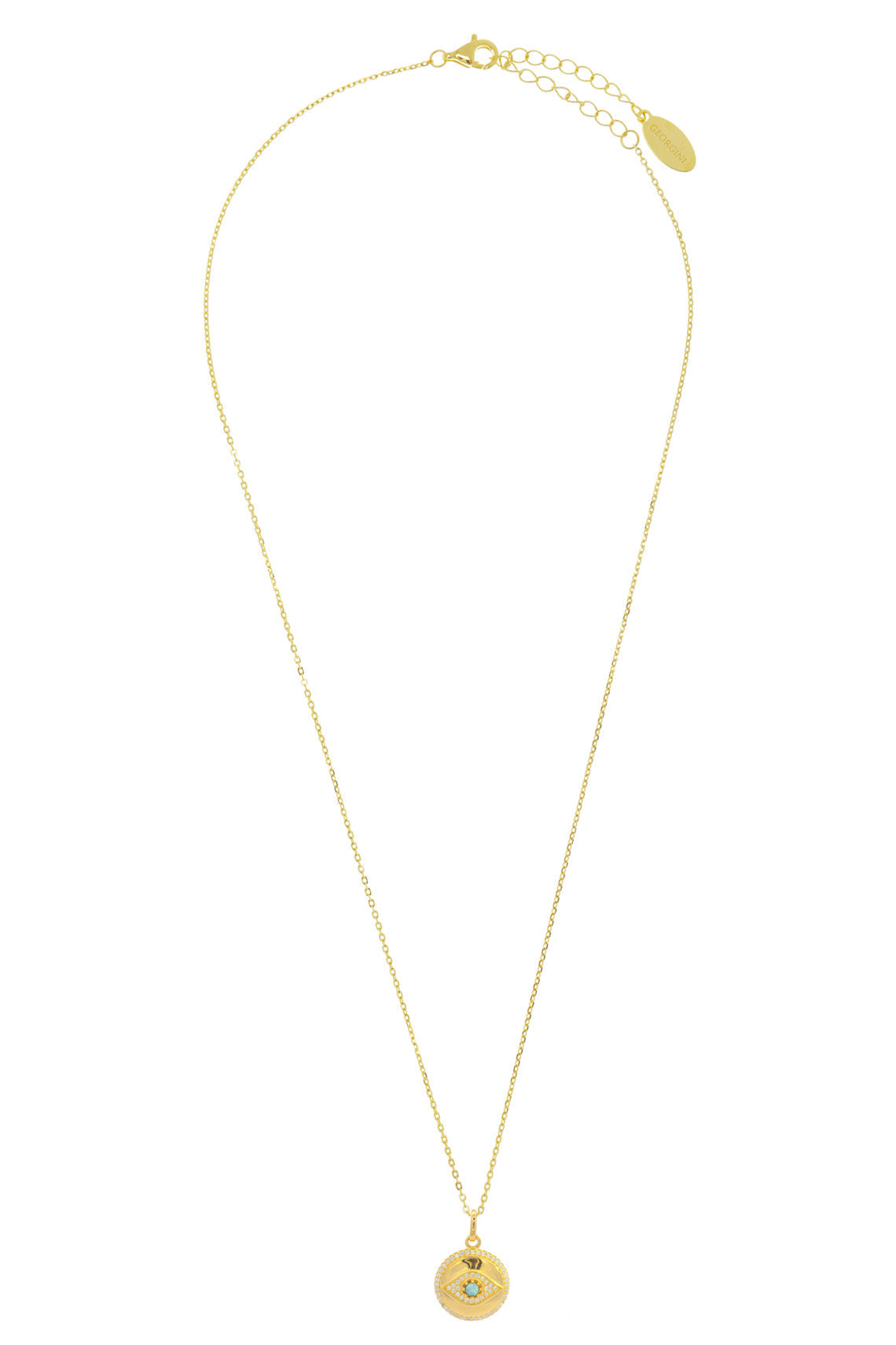 OPAL GLOW BLUE CREATED OPAL EVIL EYE MEDALION GOLD-PEROZ Accessories