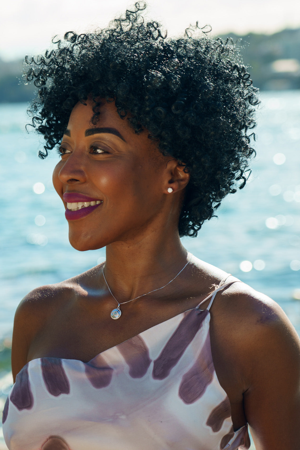 OPAL GLOW BLUE CREATED OPAL EVIL EYE MEDALION SILVER-PEROZ Accessories