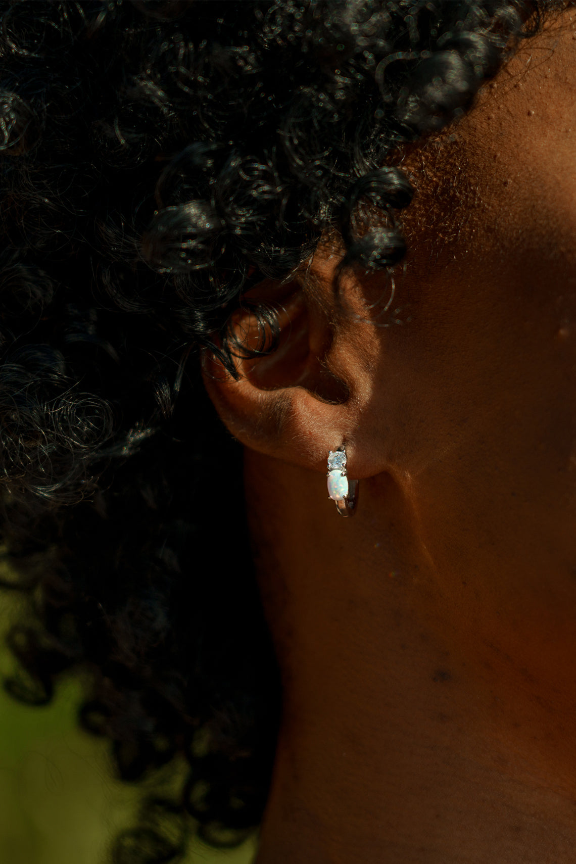 OPAL GLOW WHITE CREATED OPAL HOOP EARRINGS SILVER-PEROZ Accessories