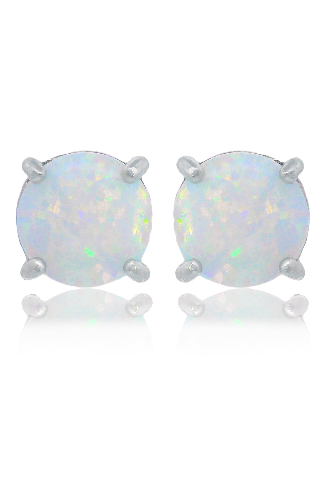 OPAL GLOW WHITE CREATED OPAL STUD EARRINGS SILVER-PEROZ Accessories