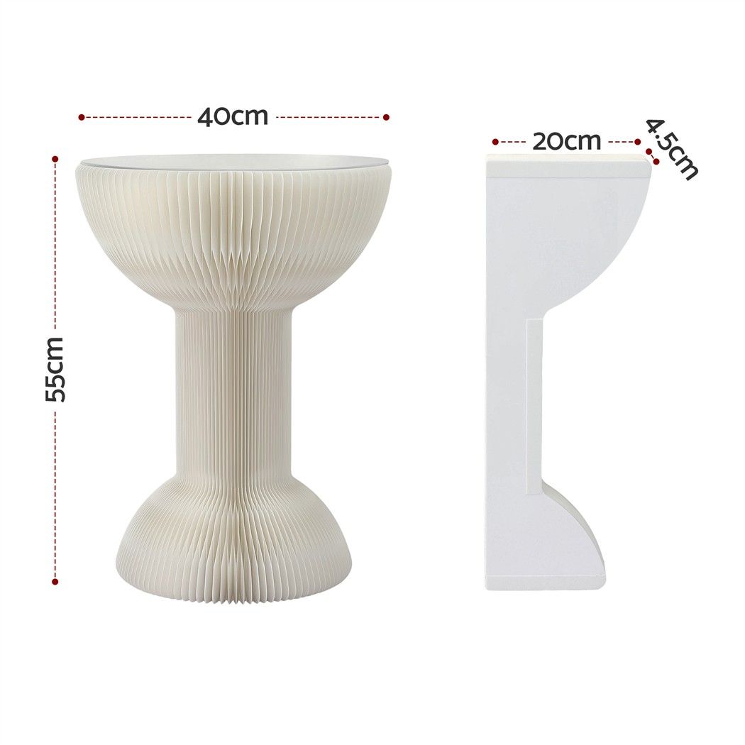 Artiss Paper End Table Honeycomb Coffee Table Foldable Round Bedside Side Table White 40x55cm-Furniture > Living Room > Coffee Tables-PEROZ Accessories