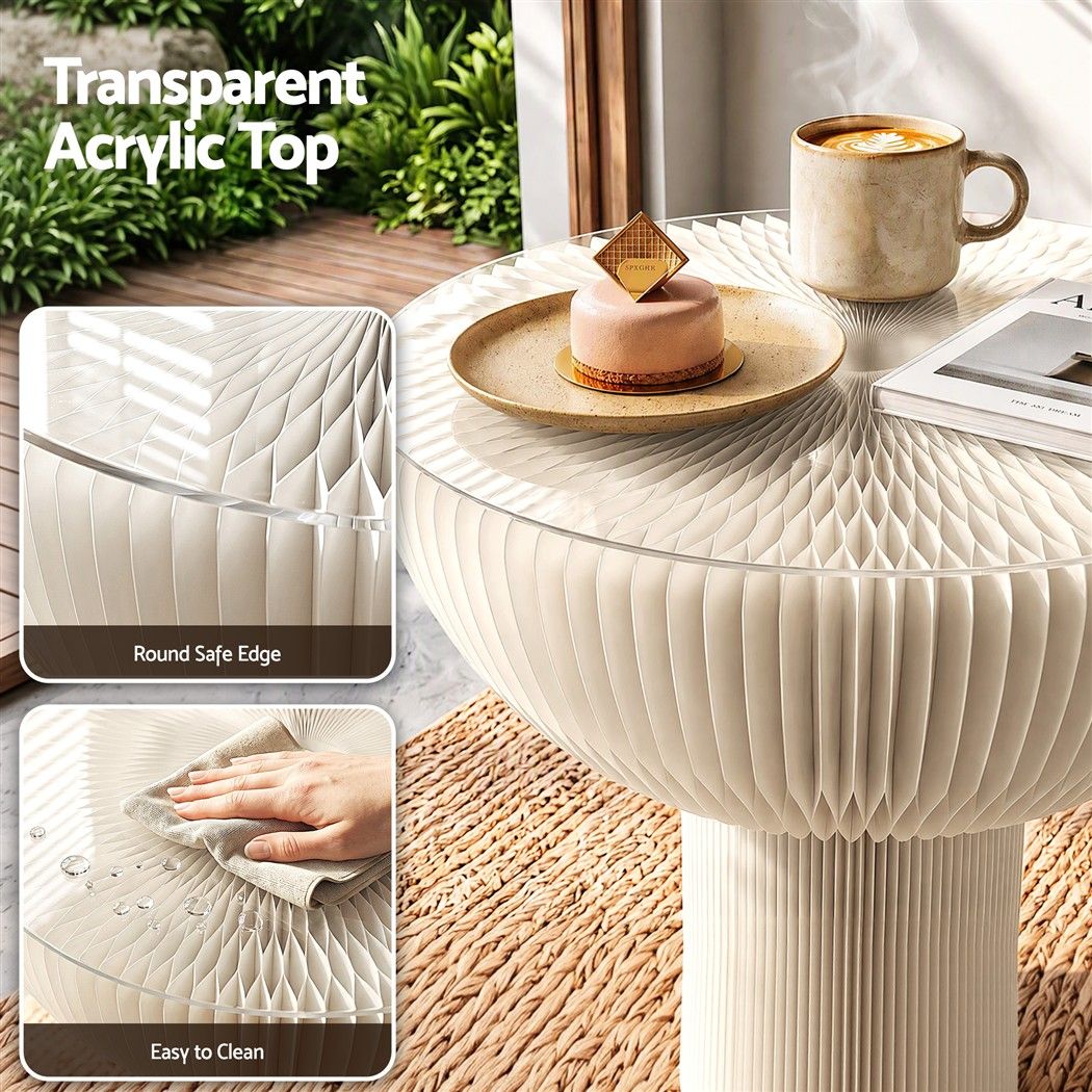 Artiss Paper End Table Honeycomb Coffee Table Foldable Round Bedside Side Table White 40x55cm-Furniture > Living Room > Coffee Tables-PEROZ Accessories