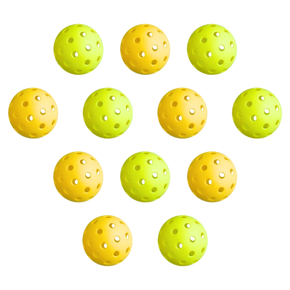 Everfit 12PC Pickleballs Set 40-Hole Design Indoor Outdoor Durable PE Balls Green/Yellow-Sports & Fitness > Racquet Sports > Pickleball-PEROZ Accessories