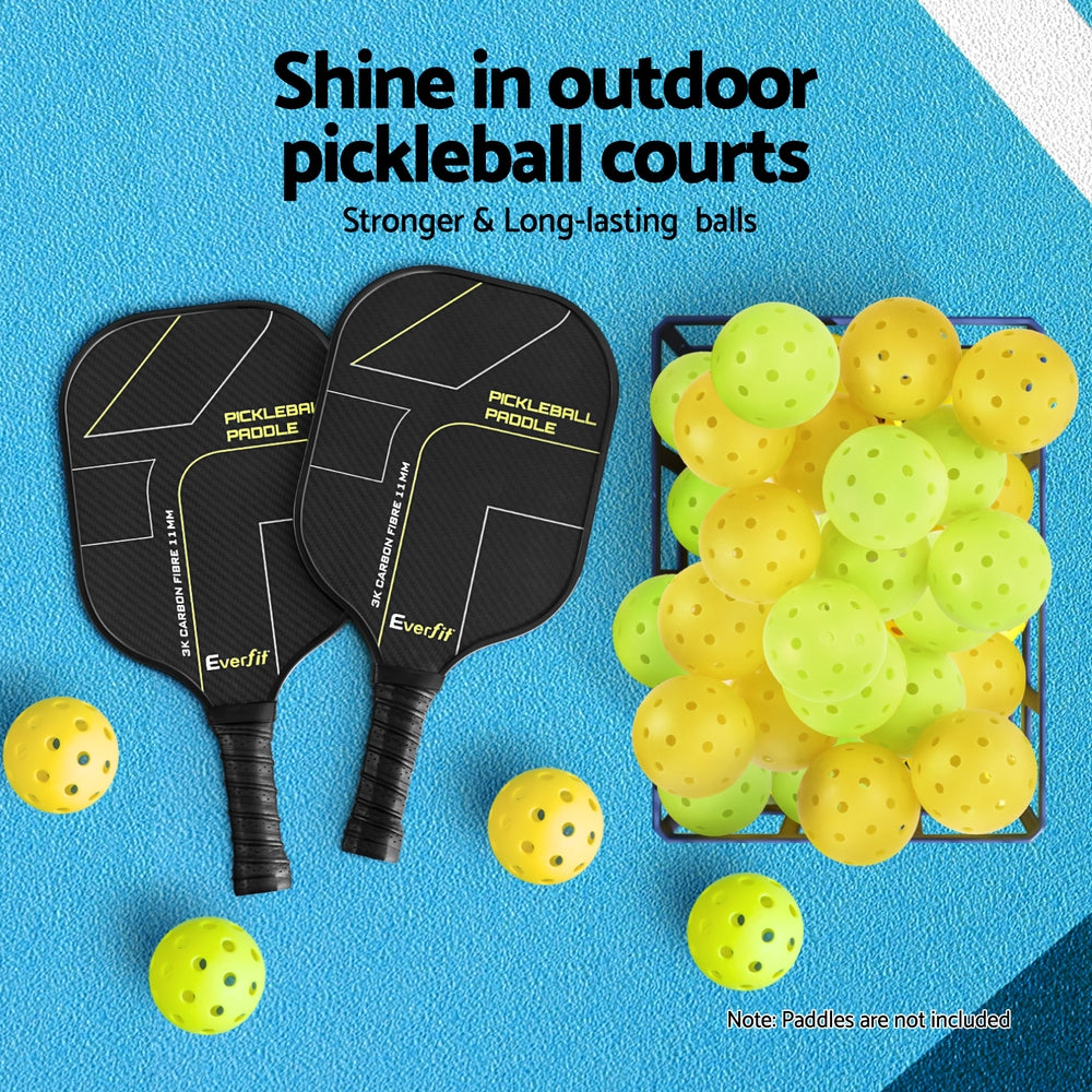 Everfit 12PC Pickleballs Set 40-Hole Design Indoor Outdoor Durable PE Balls Green/Yellow-Sports & Fitness > Racquet Sports > Pickleball-PEROZ Accessories