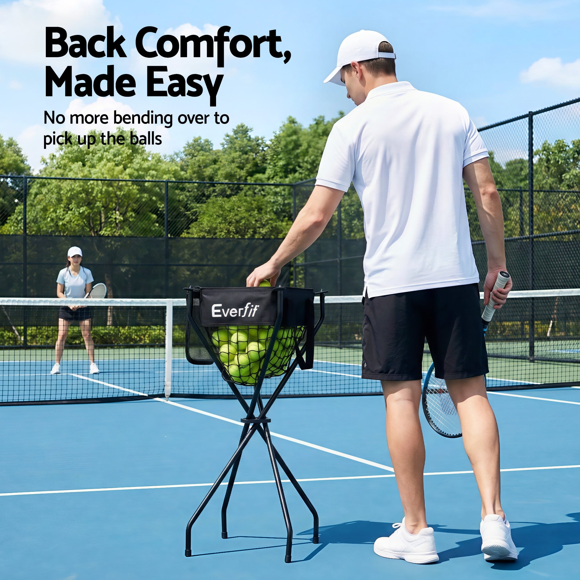 Everfit Portable Ball Cart Foldable Pickleball Tennis Baseball Softball-Sports & Fitness > Racquet Sports > Pickleball-PEROZ Accessories