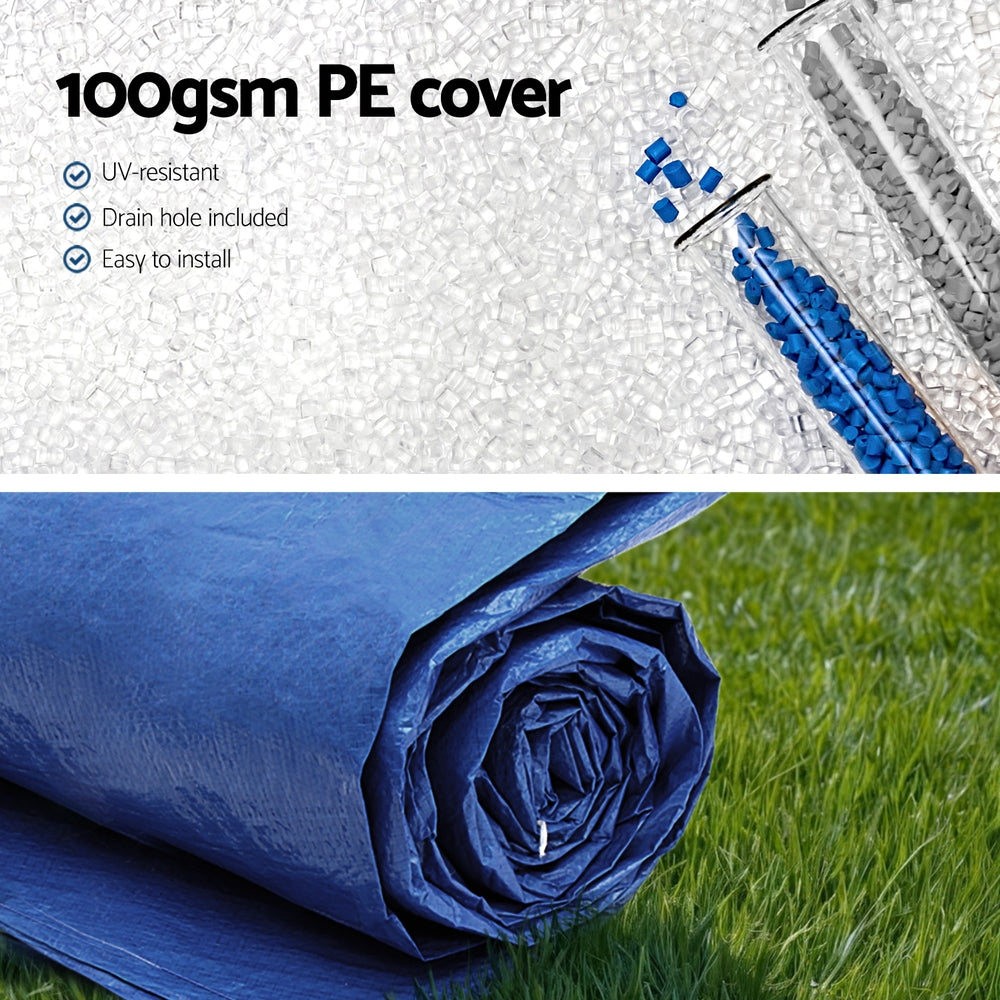 Aquabuddy Pool Cover Fit 3.66m Round Above-ground Swimming Pool Blanket Blue-Home & Garden > Pool & Accessories > Pool Covers & Accessories-PEROZ Accessories