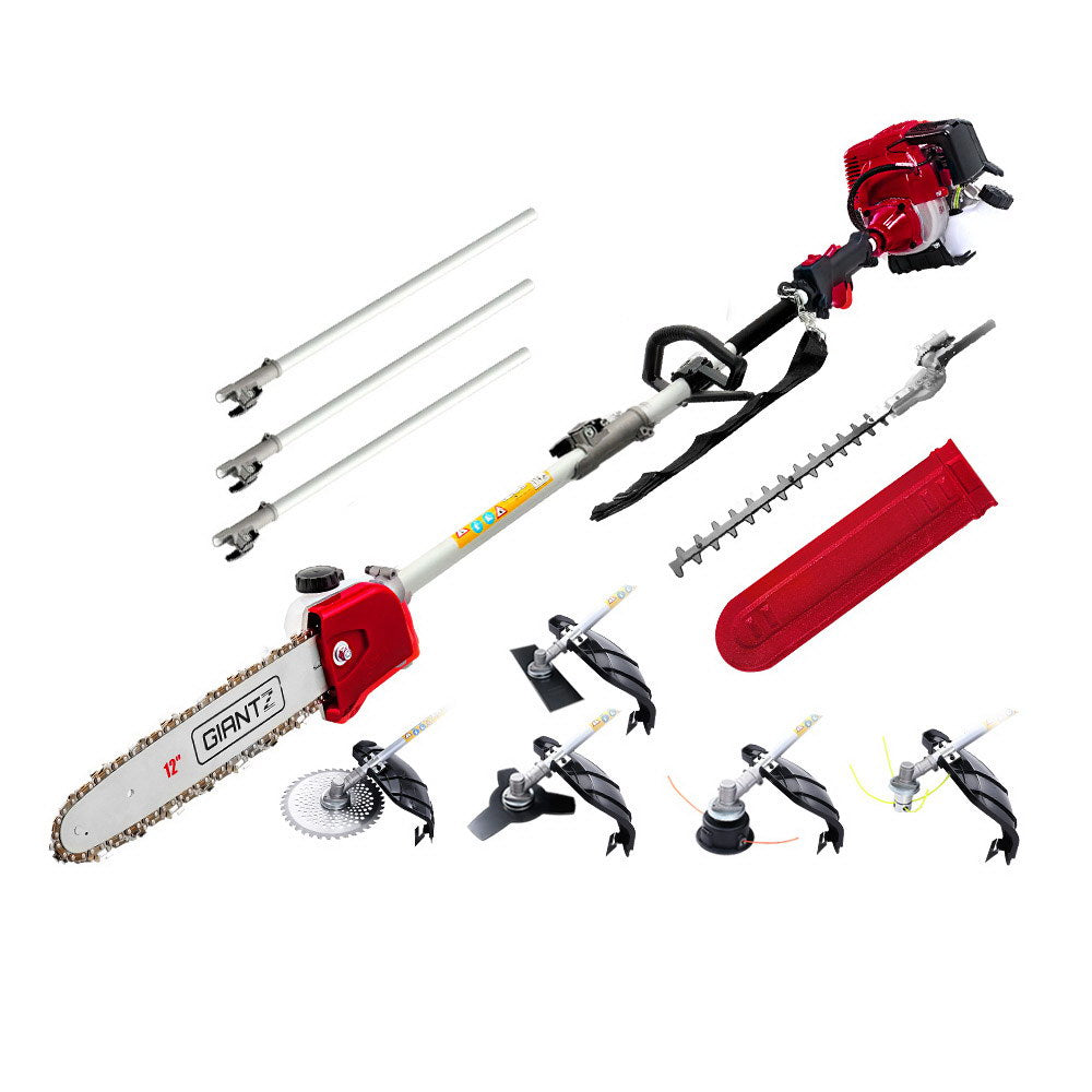 Giantz 4 Stroke Pole Chainsaw Petrol Hedge Trimmer Tree Pruner 12&