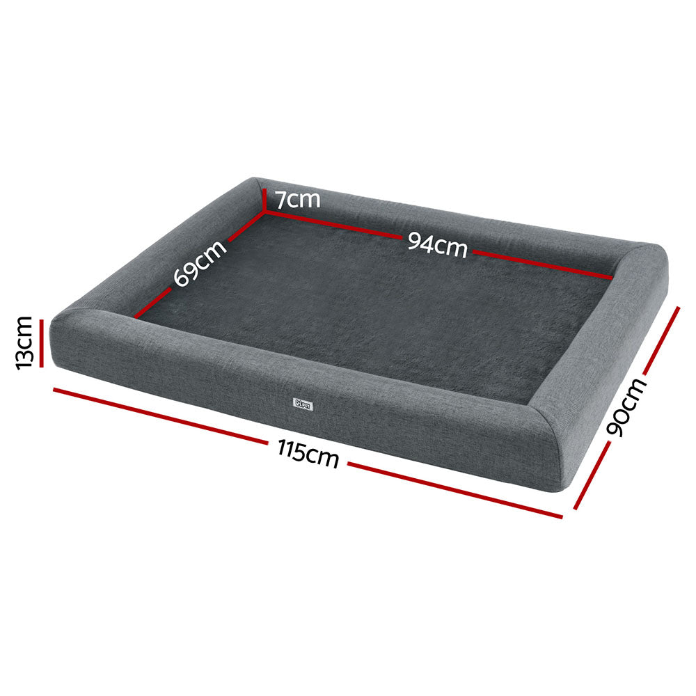 i.Pet Pet Bed Dog Cat Extra Large Calming Soft Sofa Cushion Egg Crate Washable Grey-Pet Care > Dog Supplies > Dog Beds-PEROZ Accessories