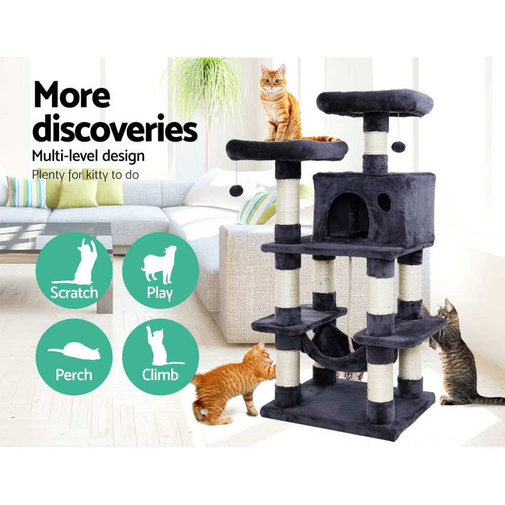 i.Pet Cat Tree 145cm Tower Scratching Post Scratcher Wood Condo House Large Bed-Cat Trees-PEROZ Accessories