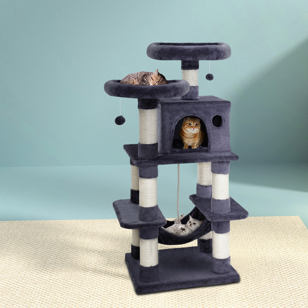 i.Pet Cat Tree 145cm Tower Scratching Post Scratcher Wood Condo House Large Bed-Cat Trees-PEROZ Accessories