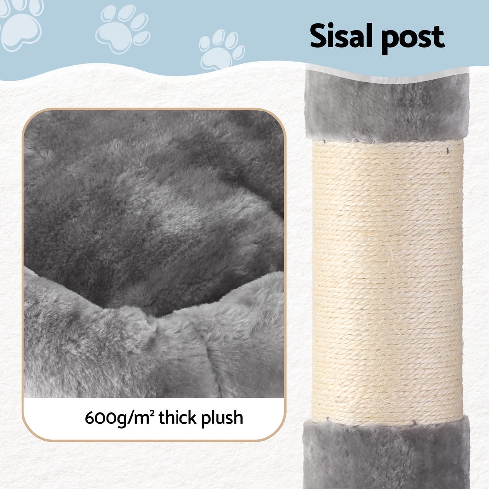 i.Pet Cat Tree 145cm Tower Scratching Post Trees Scratcher Condo House Light Grey-Pet Care > Cat Supplies > Cat Scratchers-PEROZ Accessories
