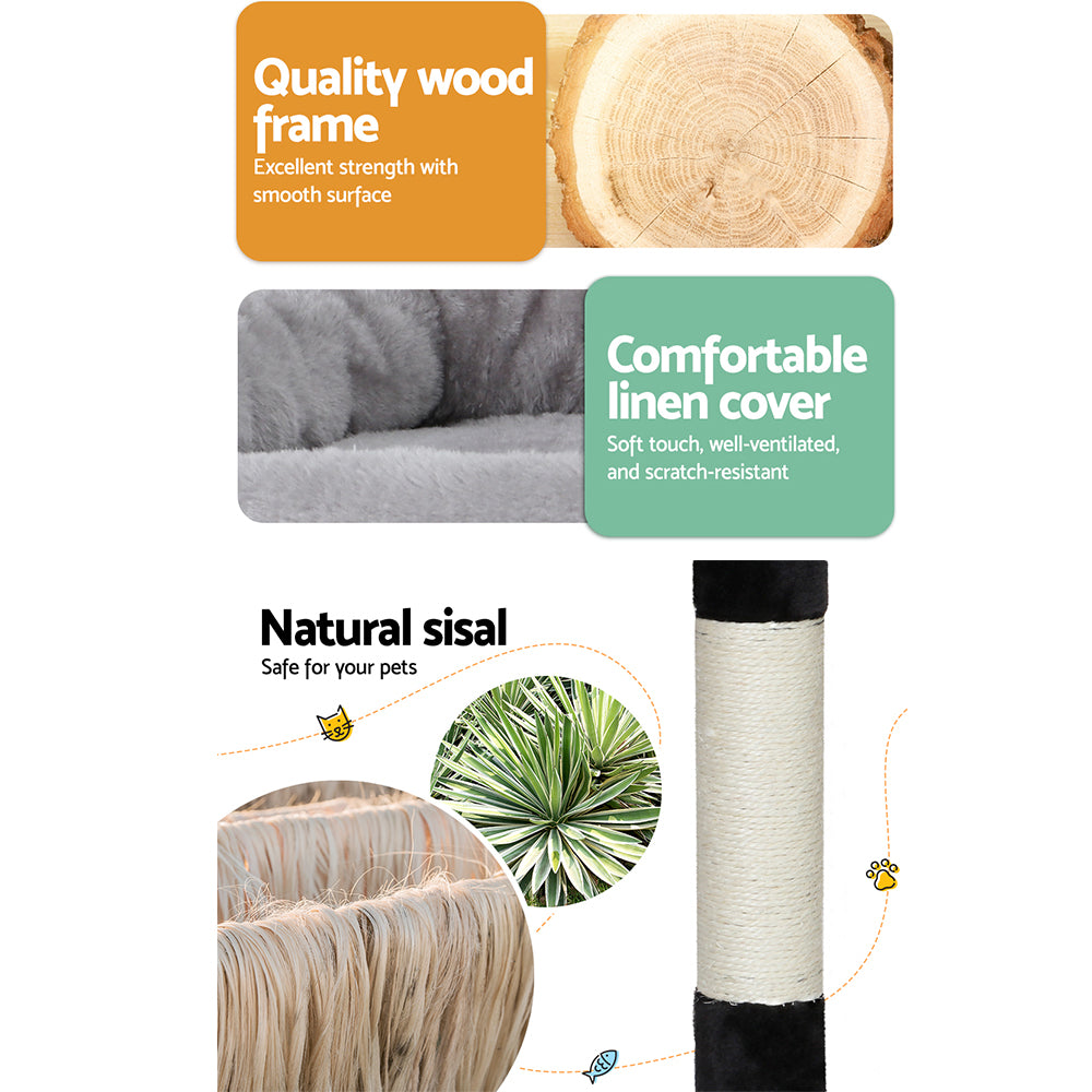i.Pet Cat Tree 161cm Tower Scratching Post Scratcher Wood Condo House Play Bed-Cat Trees-PEROZ Accessories