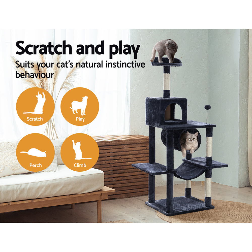 i.Pet Cat Tree 151cm Tower Scratching Post Scratcher Wood Condo House Bed Trees-Cat Trees-PEROZ Accessories