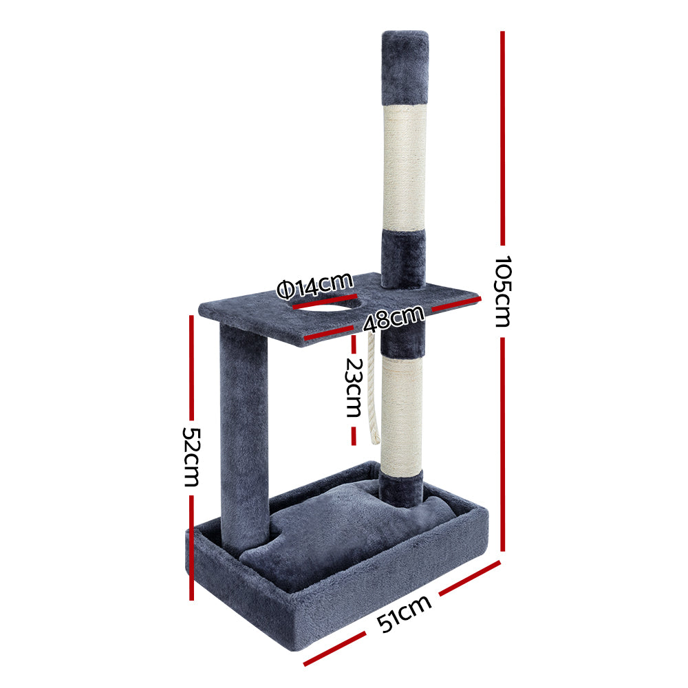 i.Pet Cat Tree 102cm Scratching Post Tower Scratcher Condo House Board Grey-Cat Trees-PEROZ Accessories