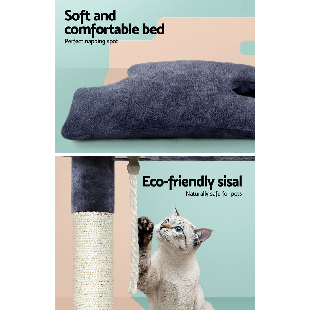 i.Pet Cat Tree 102cm Scratching Post Tower Scratcher Condo House Board Grey-Cat Trees-PEROZ Accessories