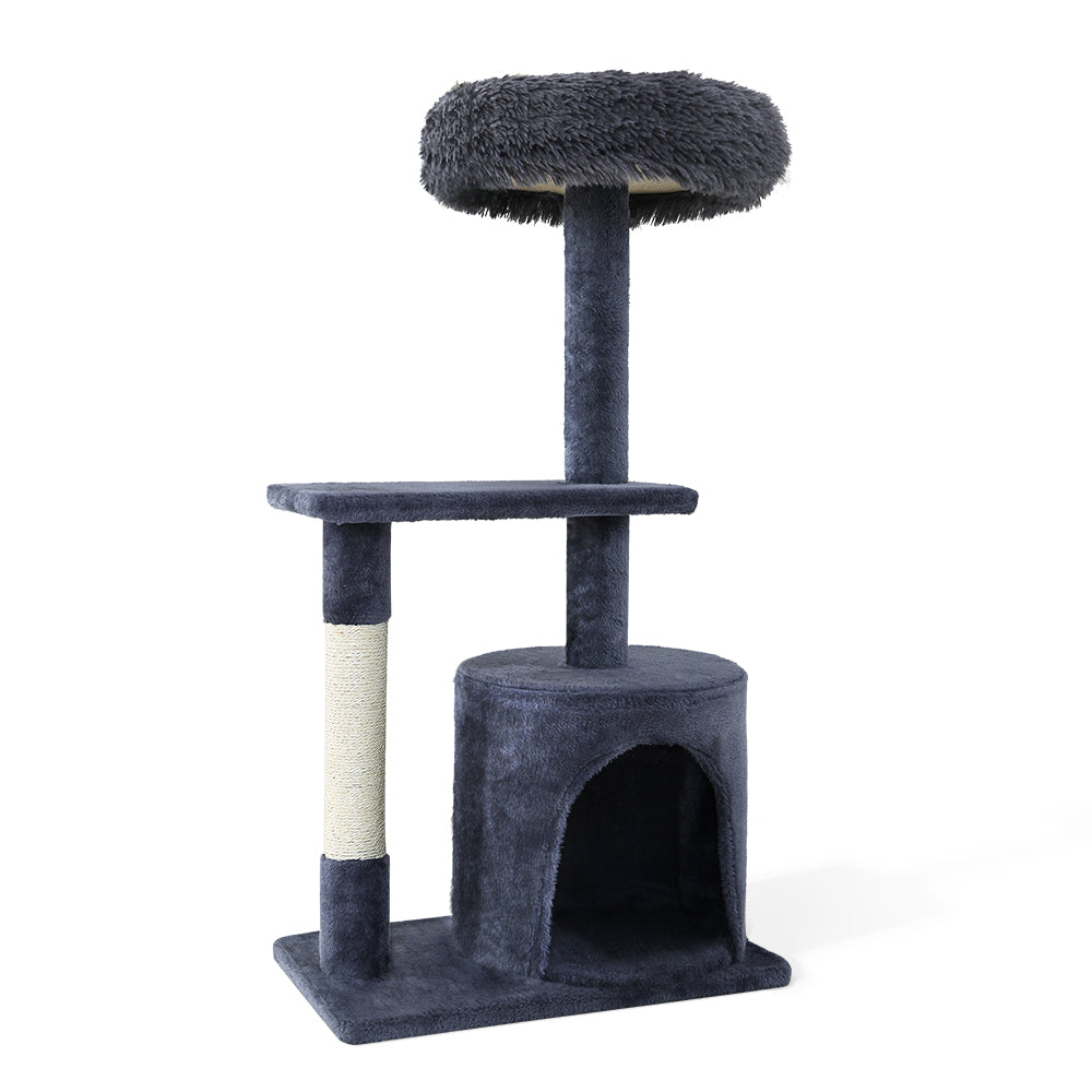 i.Pet Cat Tree 94cm Scratching Post Tower Scratcher Condo House Wood Trees Grey-Cat Trees-PEROZ Accessories