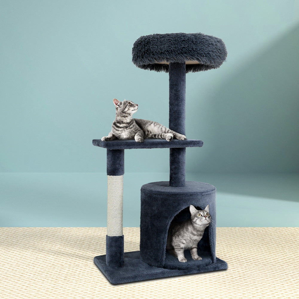 i.Pet Cat Tree 94cm Scratching Post Tower Scratcher Condo House Wood Trees Grey-Cat Trees-PEROZ Accessories