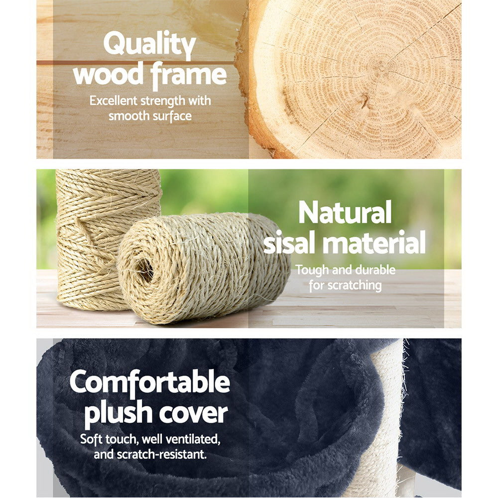 i.Pet Cat Tree 244cm Tower Scratching Post Scratcher Trees Condo House Grey-Cat Trees-PEROZ Accessories