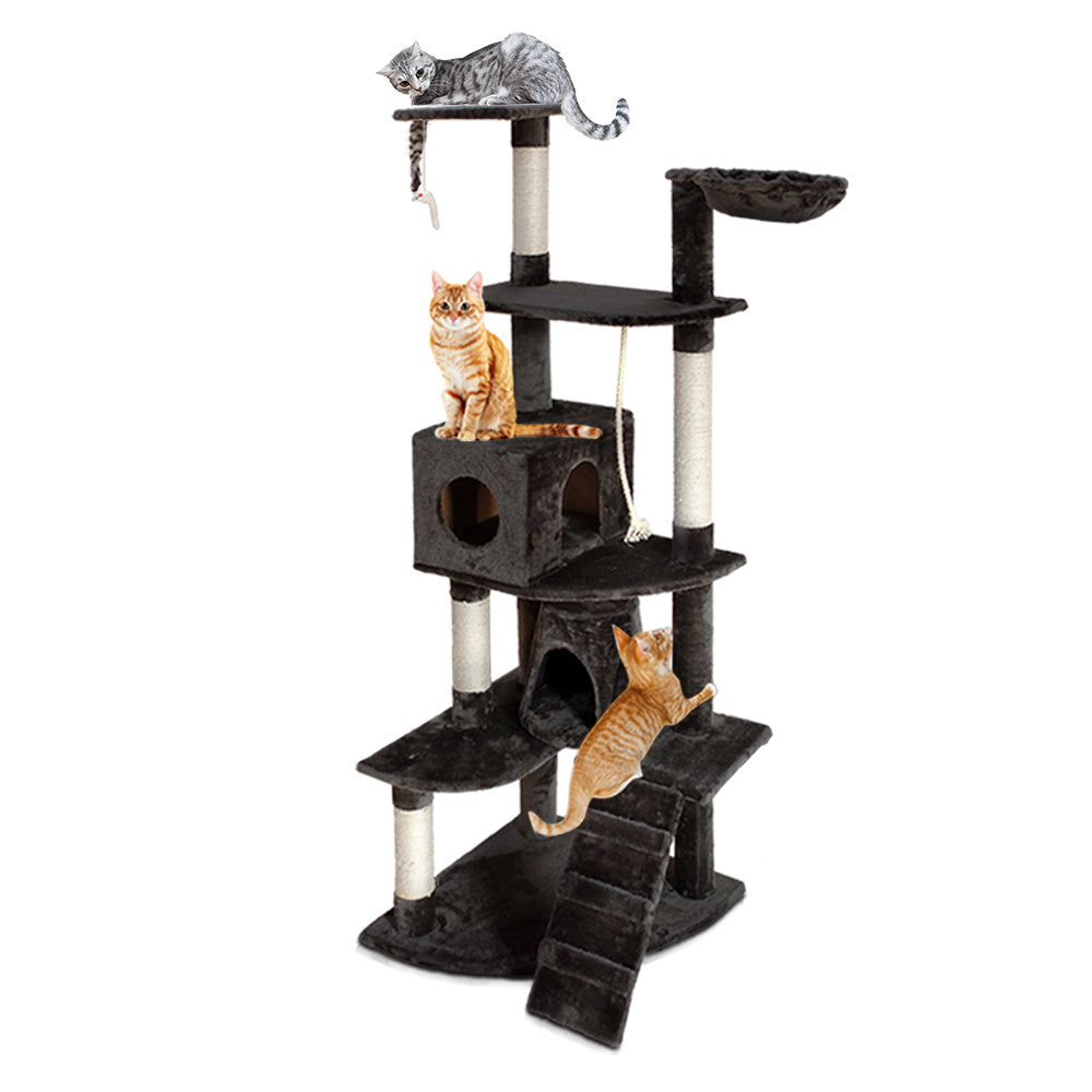 i.Pet Cat Tree 193cm Tower Scratching Post Scratcher Condo House Trees Grey-Cat Trees-PEROZ Accessories