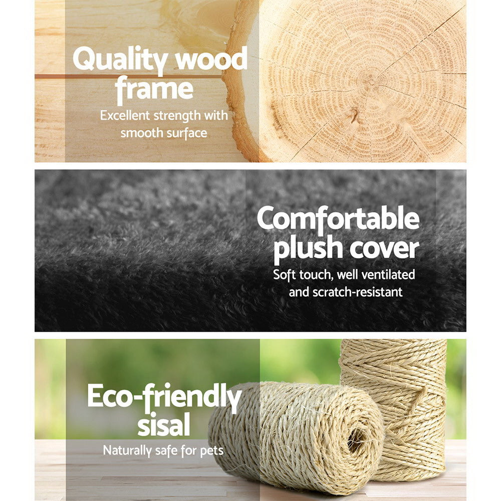 i.Pet Cat Tree 193cm Tower Scratching Post Scratcher Condo House Trees Grey-Cat Trees-PEROZ Accessories