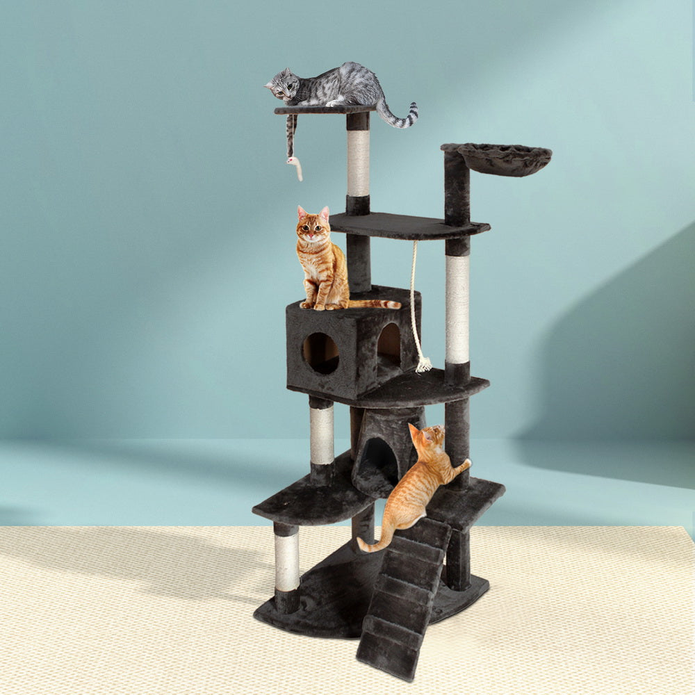 i.Pet Cat Tree 193cm Tower Scratching Post Scratcher Condo House Trees Grey-Cat Trees-PEROZ Accessories