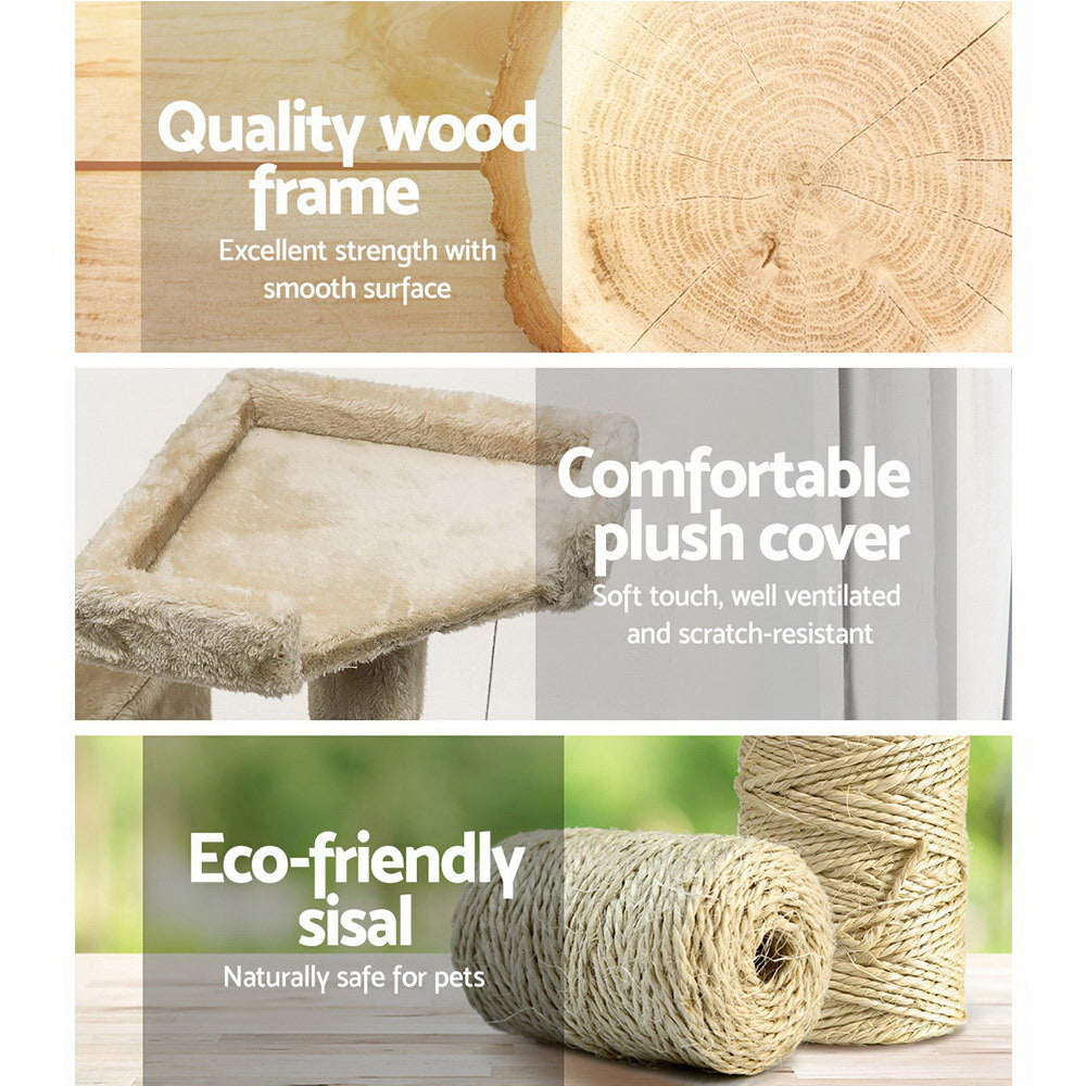 i.Pet Cat Tree 180cm Tower Scratching Post Scratcher Wood Condo House Toys Beige-Cat Trees-PEROZ Accessories