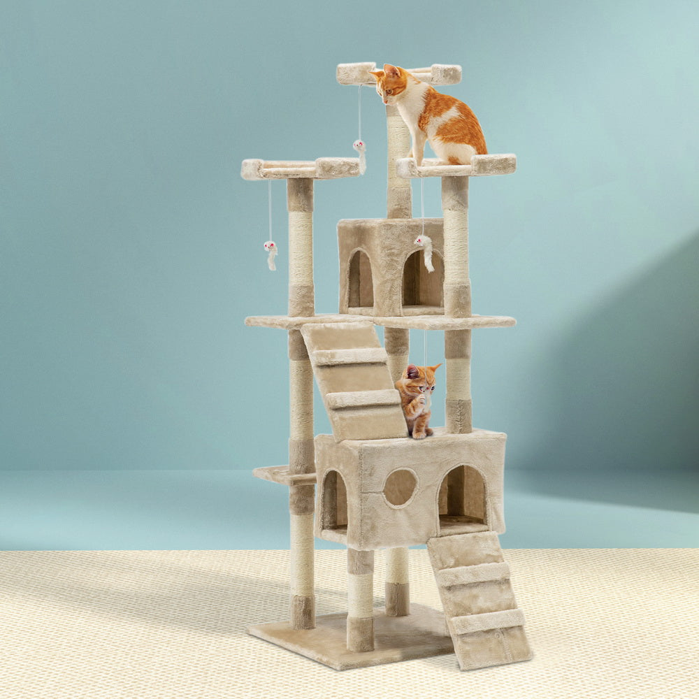 i.Pet Cat Tree 180cm Tower Scratching Post Scratcher Wood Condo House Toys Beige-Cat Trees-PEROZ Accessories