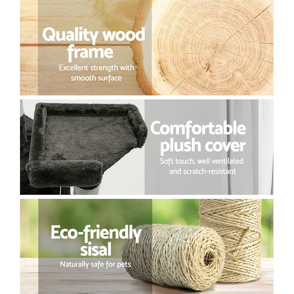 i.Pet Cat Tree 180cm Tower Scratching Post Scratcher Wood Condo House Toys Grey-Cat Trees-PEROZ Accessories