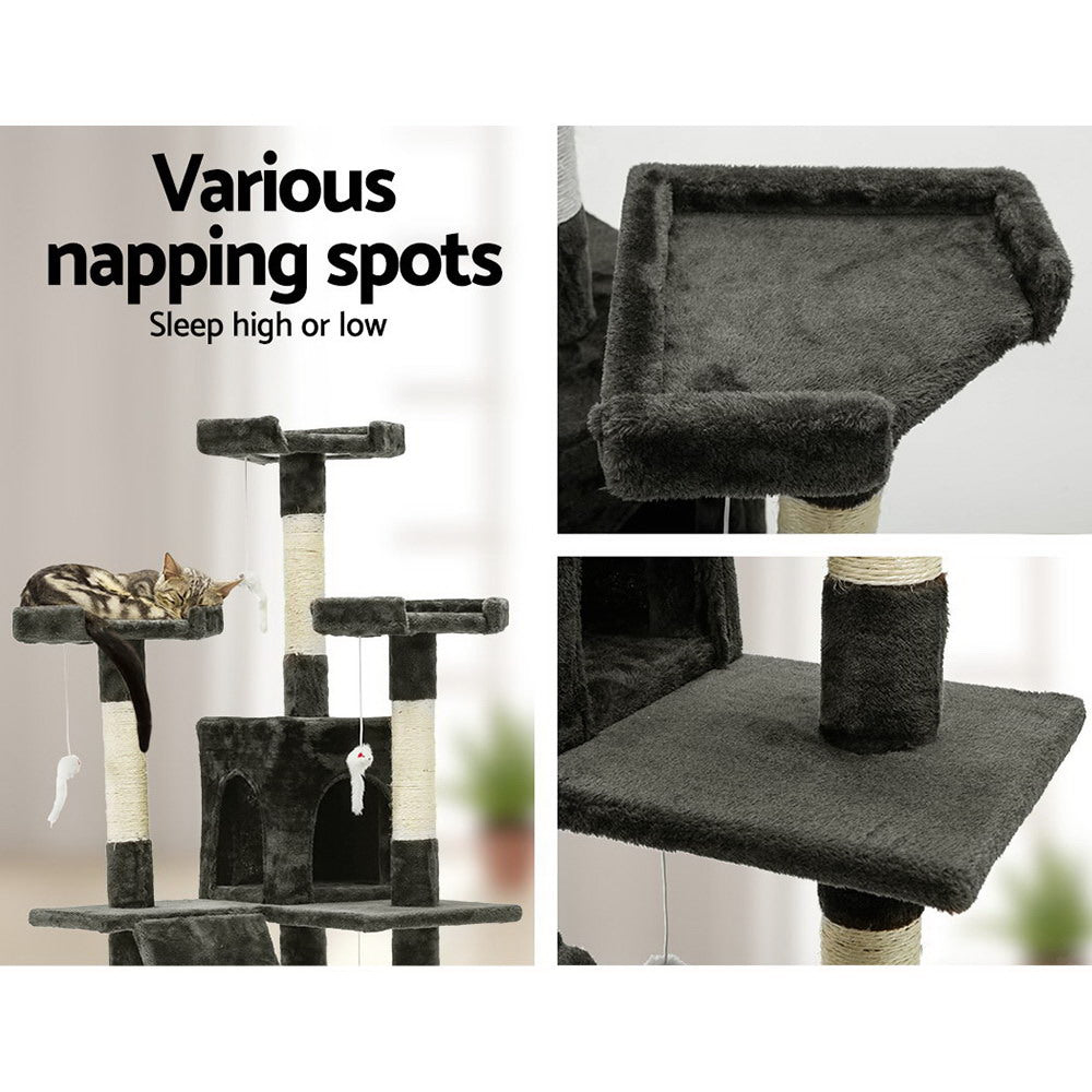 i.Pet Cat Tree 180cm Tower Scratching Post Scratcher Wood Condo House Toys Grey-Cat Trees-PEROZ Accessories