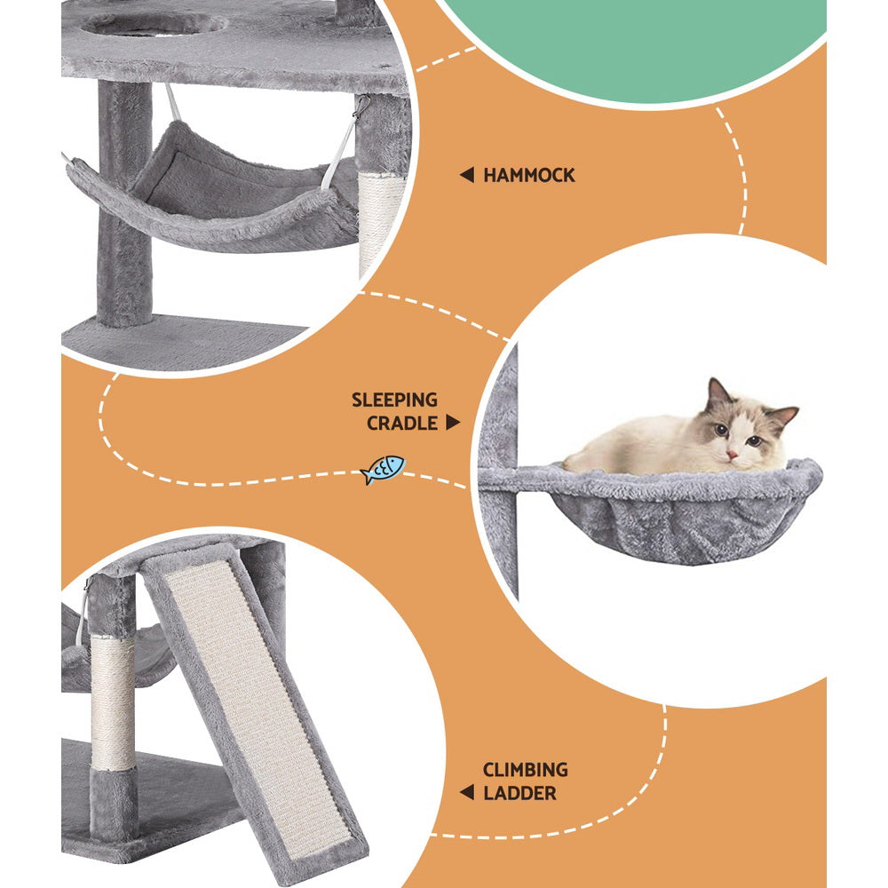 i.Pet Cat Tree Tower Scratching Post Scratcher 161cm Condo House Trees Grey-Pet Care > Cat Supplies > Cat Scratching Posts-PEROZ Accessories