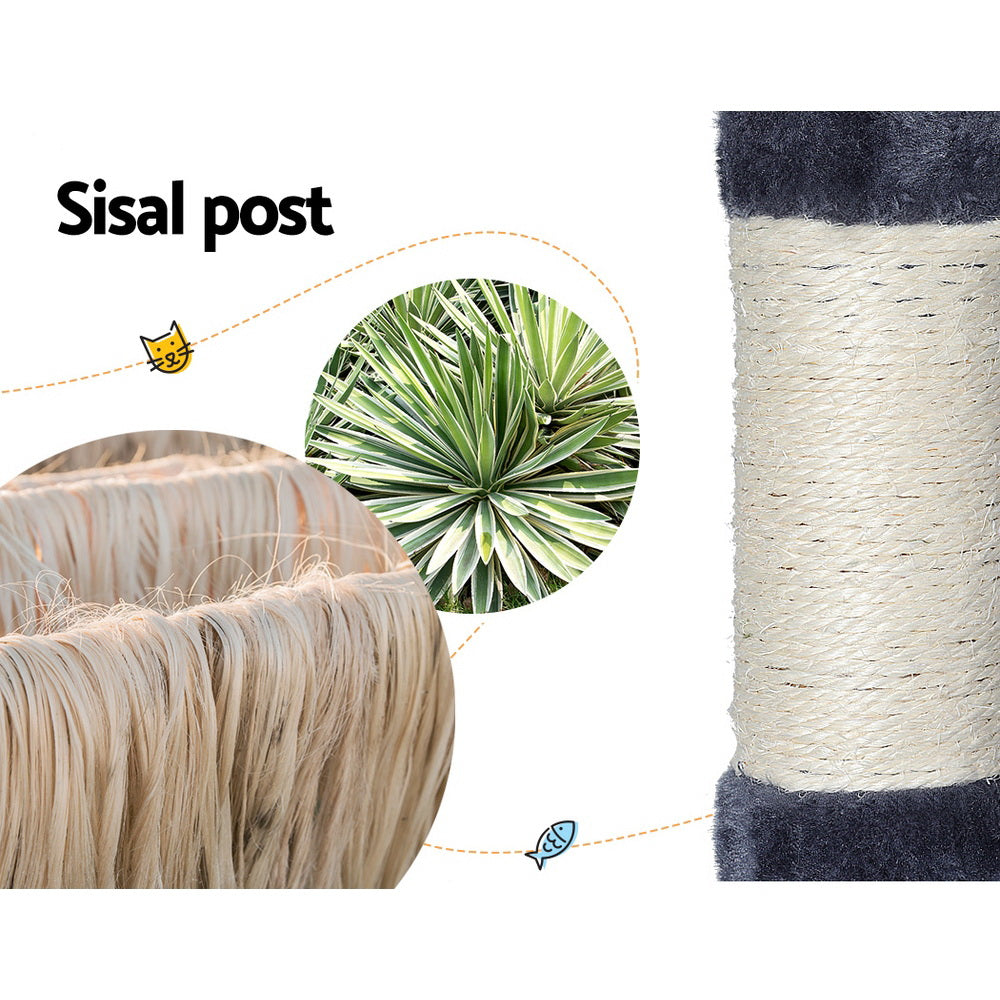 i.Pet Cat Tree Tower Scratching Post Scratcher 138cm Trees Condo House Grey-Pet Care > Cat Supplies > Cat Scratching Posts-PEROZ Accessories