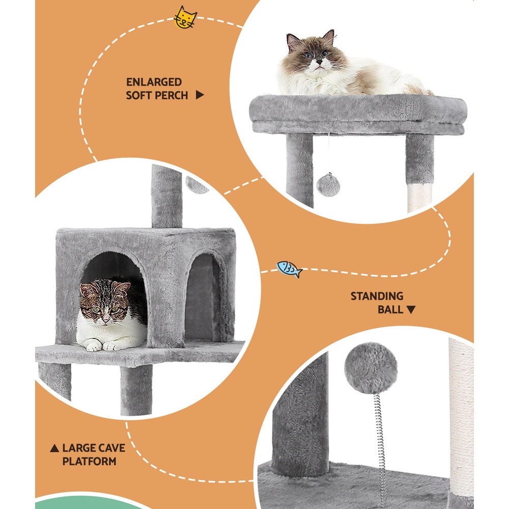 i.Pet Cat Tree Tower Scratching Post Scratcher 143cm Condo House Trees Grey-Pet Care > Cat Supplies > Cat Scratching Posts-PEROZ Accessories