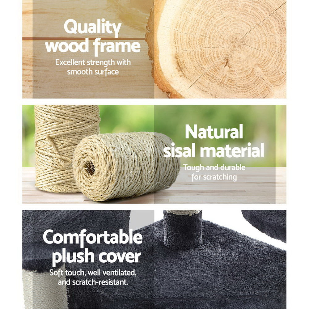 i.Pet Cat Tree 203cm Tower Scratching Post Scratcher Condo Trees House Bed Grey-Cat Trees-PEROZ Accessories