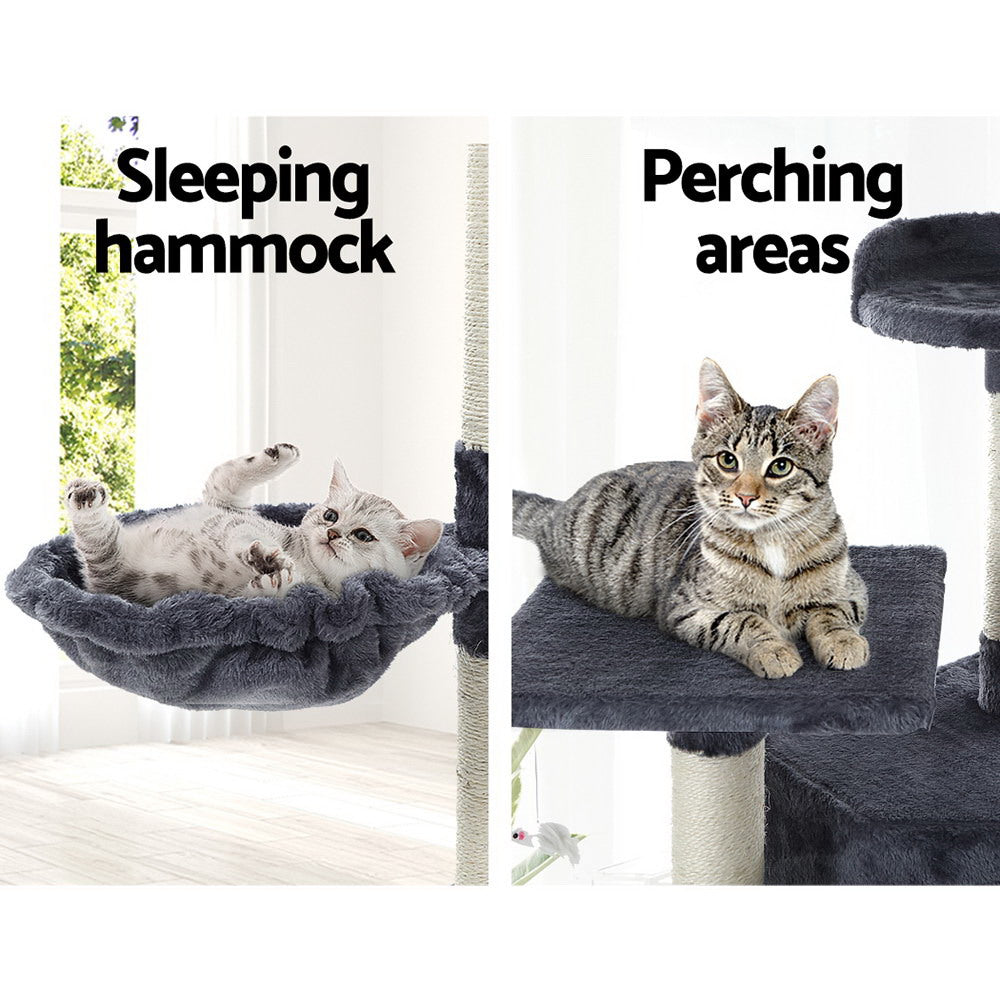 i.Pet Cat Tree 203cm Tower Scratching Post Scratcher Condo Trees House Bed Grey-Cat Trees-PEROZ Accessories
