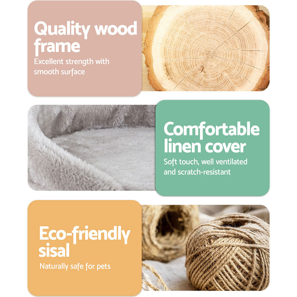 i.Pet Cat Tree 135cm Tower Scratching Post Scratcher Wood Condo House Toys Grey-Cat Trees-PEROZ Accessories