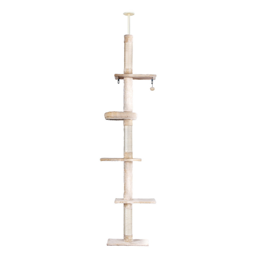 i.Pet Cat Tree 290cm Tower Scratching Cats Post Scratcher Floor to Ceiling Bed-Pet Care > Cat Supplies > Cat Scratching Posts-PEROZ Accessories
