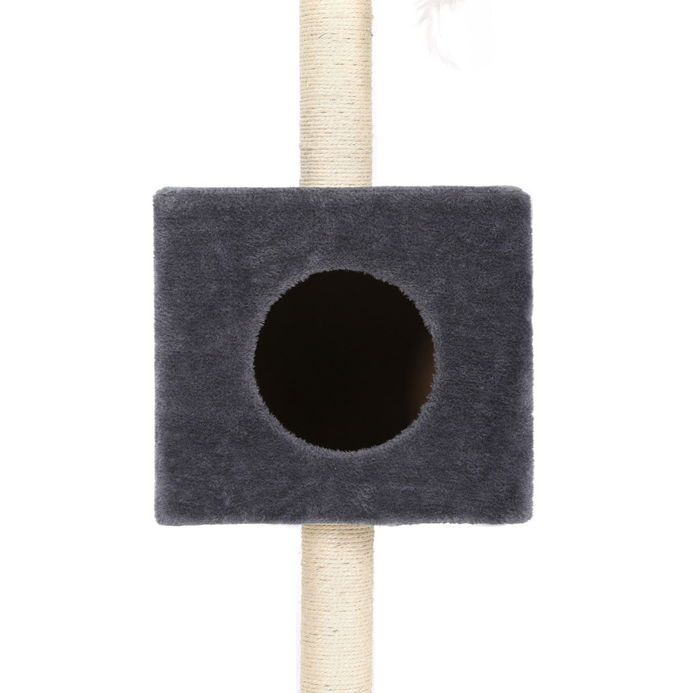 i.Pet Cat Tree 260cm Tower Scratching Post Scratcher Floor to Ceiling Cats Bed Dark Grey-Pet Care > Cat Supplies > Cat Scratching Posts-PEROZ Accessories