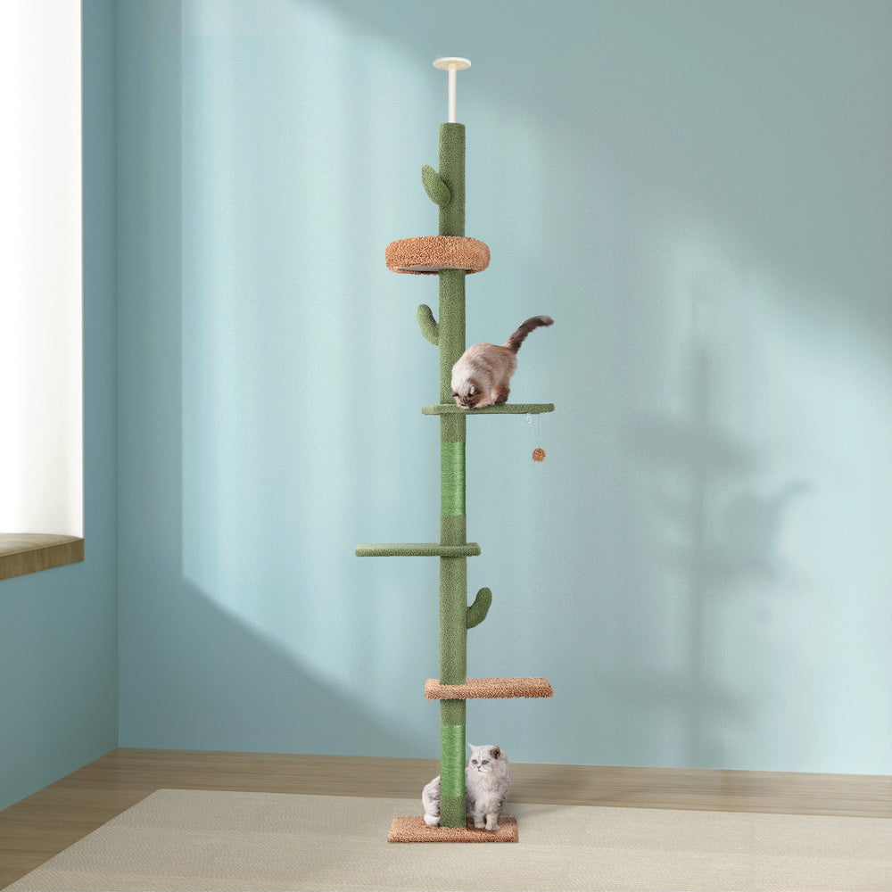 i.Pet Cat Tree Tower Scratching Post Scratcher Floor to Ceiling Cats Bed 290cm-Pet Care > Cat Supplies > Cat Scratching Posts-PEROZ Accessories