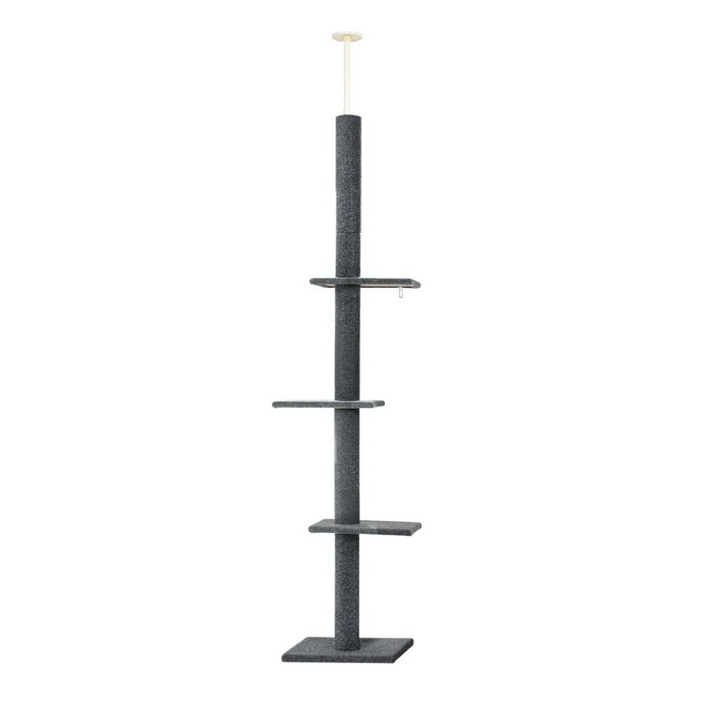 i.Pet Cat Tree 290cm Tower Scratching Post Scratcher Floor to Ceiling Cats Bed Grey-Pet Care > Cat Supplies > Cat Scratching Posts-PEROZ Accessories