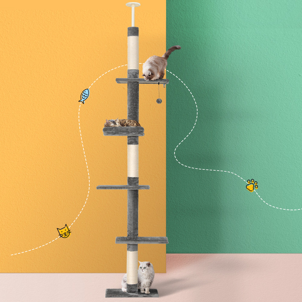 i.Pet Cat Tree 290cm Tower Scratching Post Scratcher Floor to Ceiling Cats Bed-Pet Care > Cat Supplies > Cat Scratching Posts-PEROZ Accessories