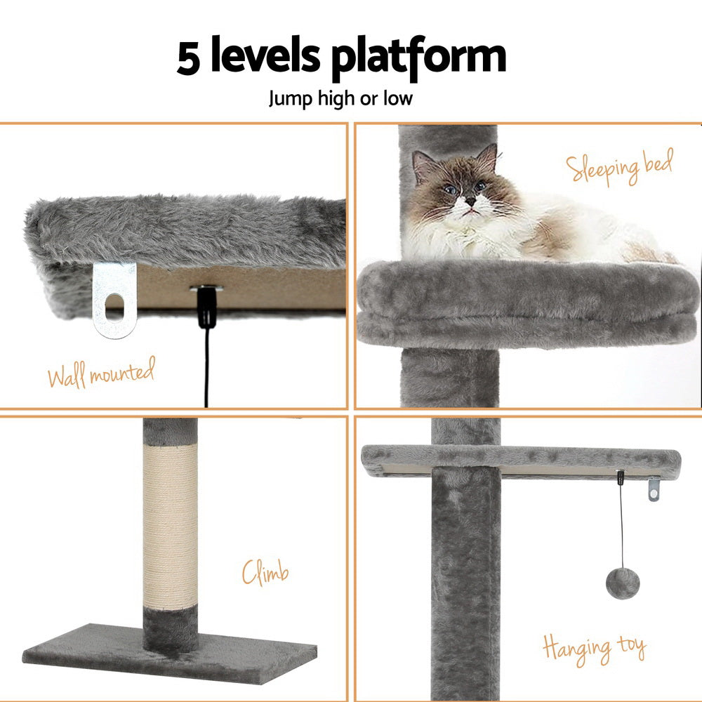i.Pet Cat Tree 290cm Tower Scratching Post Scratcher Floor to Ceiling Cats Bed-Pet Care > Cat Supplies > Cat Scratching Posts-PEROZ Accessories