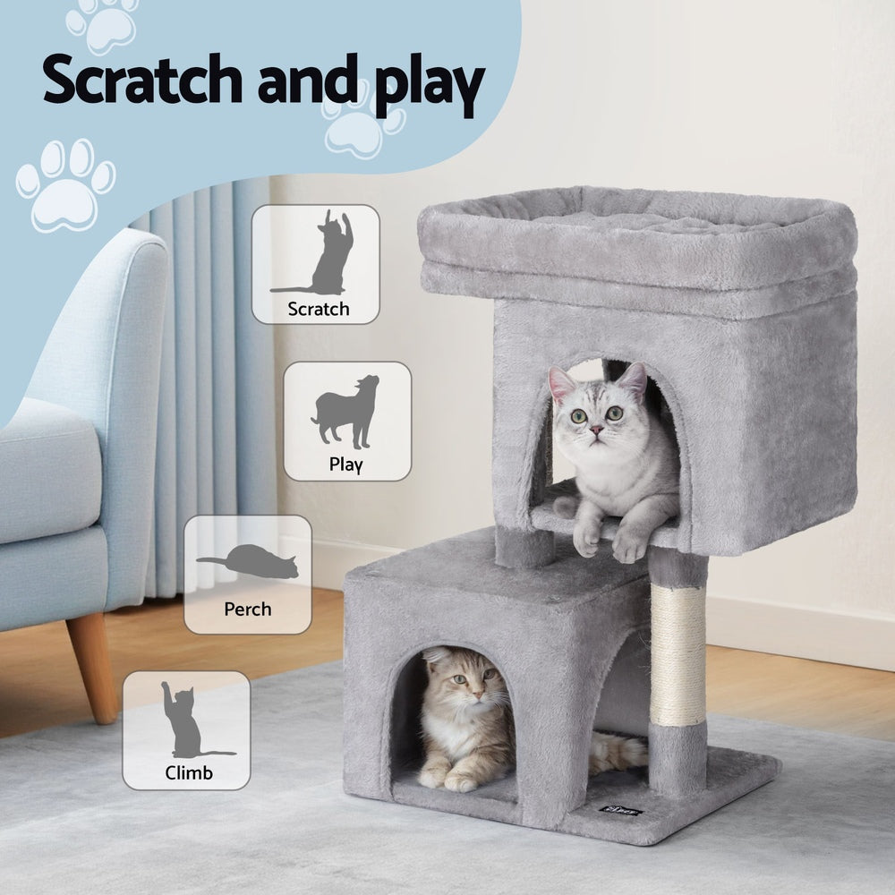 i.Pet Cat Tree 67cm Tower Scratching Post Trees Scratcher Condo House Light Grey-Pet Care > Cat Supplies > Cat Scratchers-PEROZ Accessories