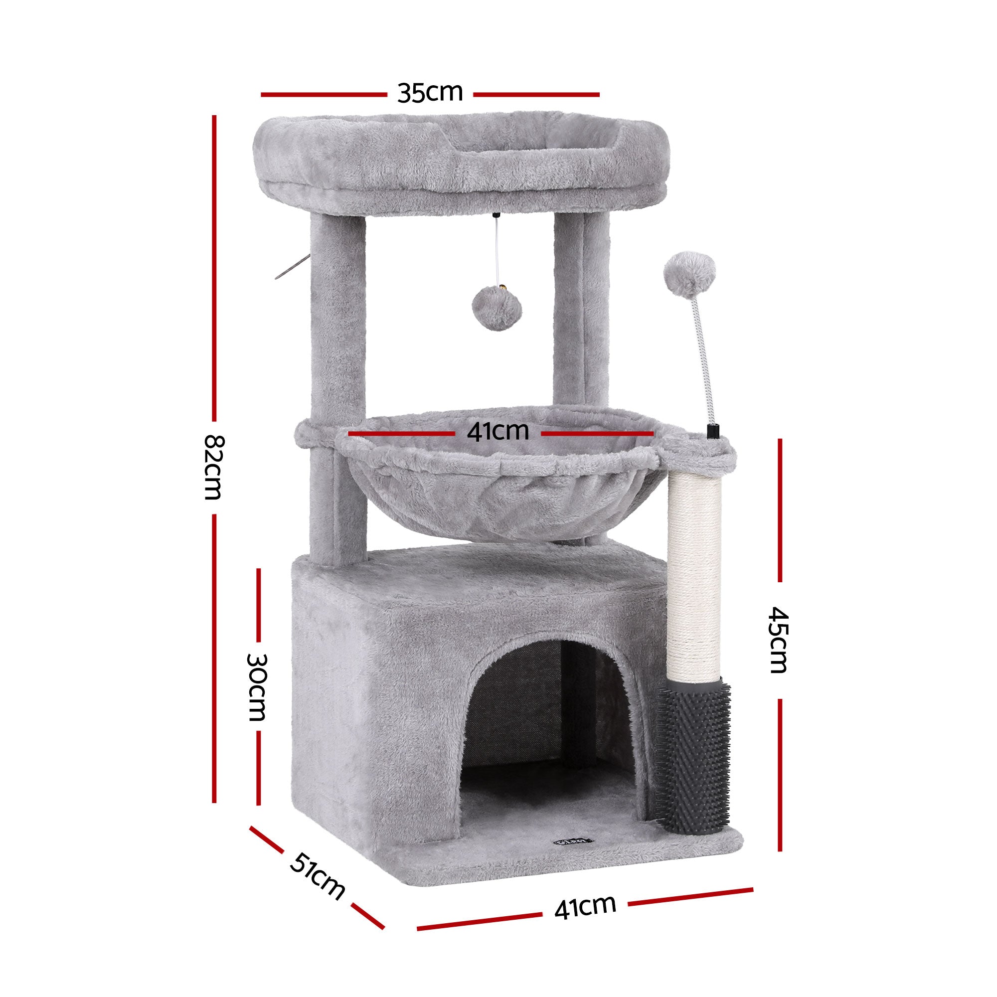 i.Pet Cat Tree Tower 82cm Scratching Post Furniture Scratcher House Light Grey-Pet Care > Cat Supplies > Cat Scratching Posts-PEROZ Accessories