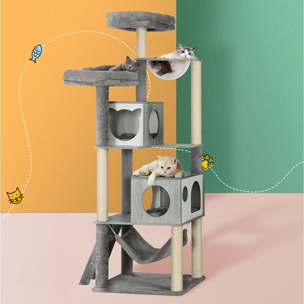 i.Pet Cat Tree 178cm Tower Scratching Post Scratcher Wood Bed Condo House Wooden Ladder-Pet Care > Cat Supplies-PEROZ Accessories