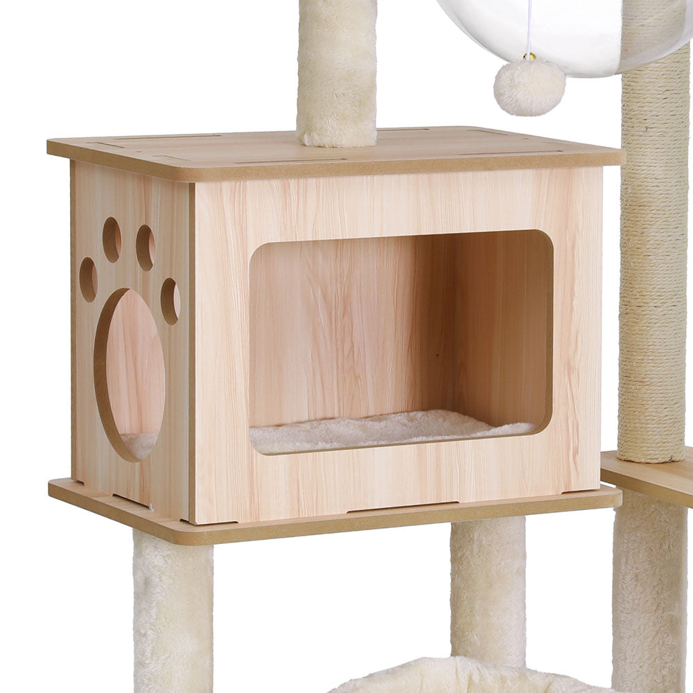 i.Pet Cat Tree Tower Scratching Post Scratcher 142cm Wood Bed Condo House-Pet Care > Cat Supplies > Cat Furniture-PEROZ Accessories