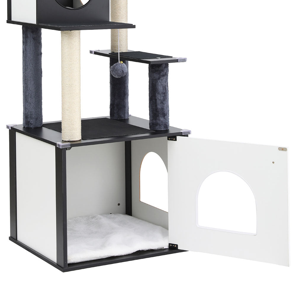 i.Pet Cat Tree Tower Scratching Post Scratcher 144cm Wood Bed Condo House Cabinet-Pet Care > Cat Supplies > Cat Scratching Posts-PEROZ Accessories