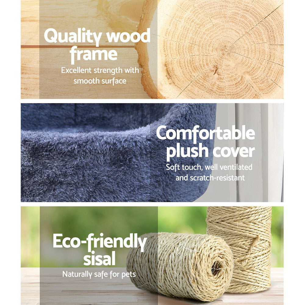 i.Pet Cat Tree 126cm Tower Scratching Post Scratcher Condo Trees House Grey-Cat Trees-PEROZ Accessories