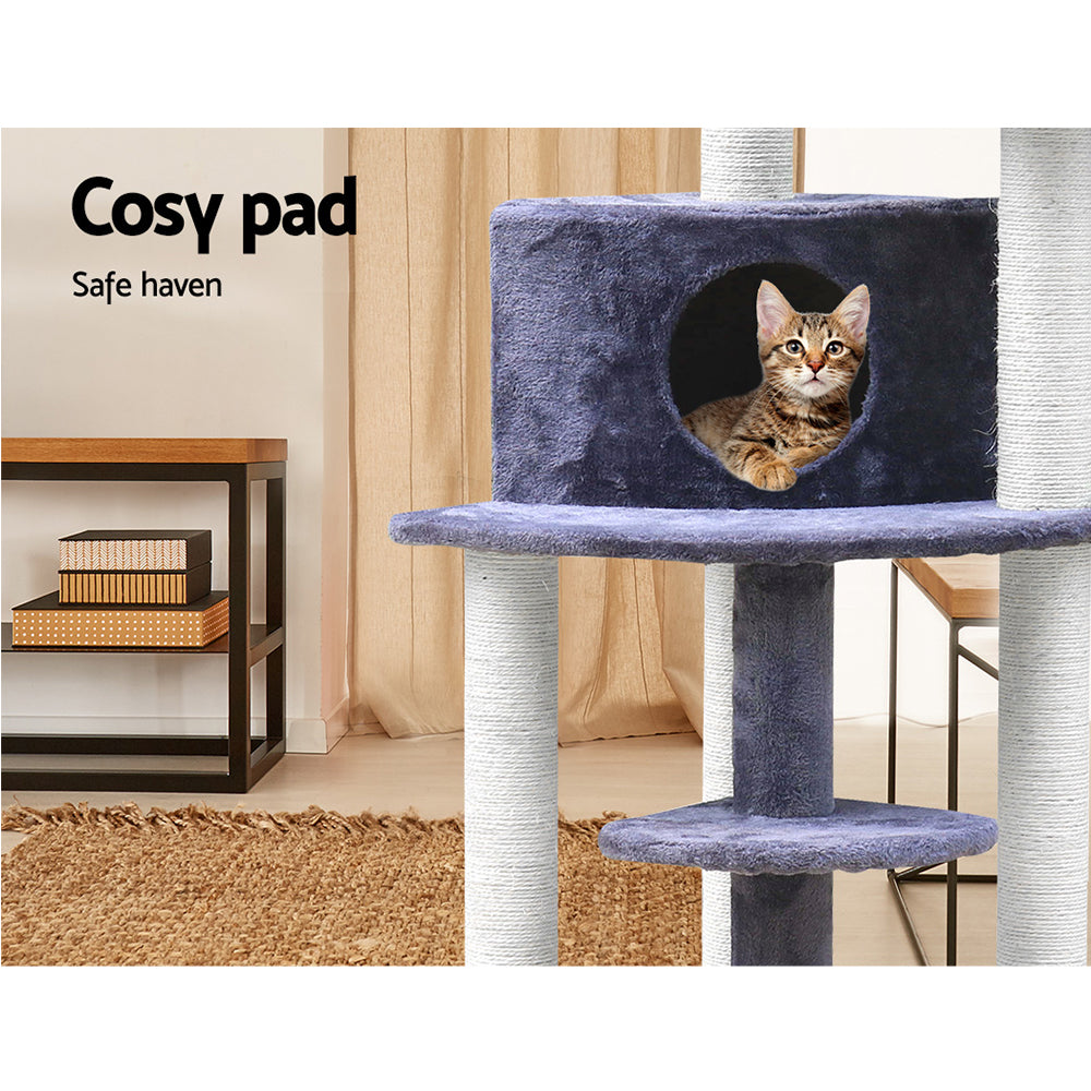 i.Pet Cat Tree 126cm Tower Scratching Post Scratcher Condo Trees House Grey-Cat Trees-PEROZ Accessories