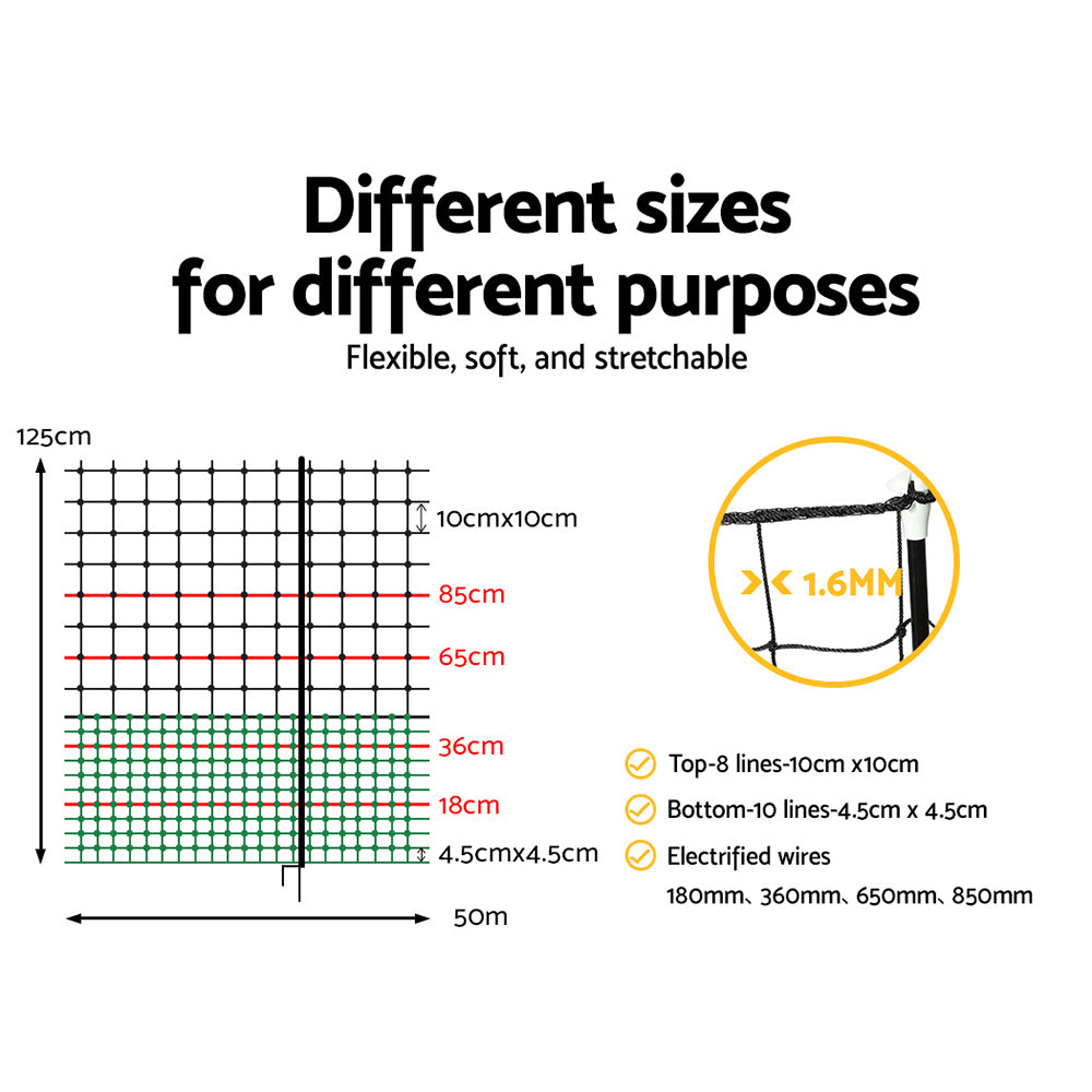 i.Pet Chicken Fence Electric 50Mx125CM Poultry Netting-Pet Care > Farm Supplies > Fencing-PEROZ Accessories