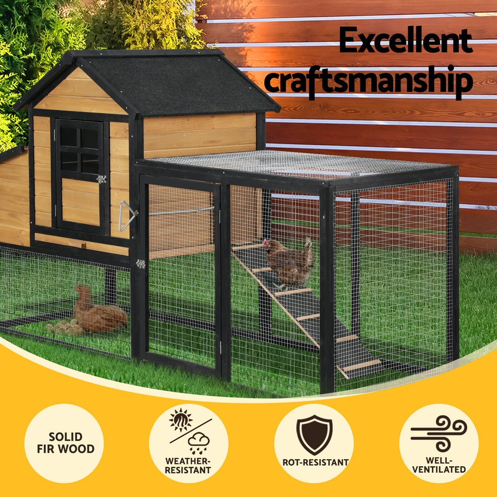 i.Pet Chicken Coop Rabbit Hutch Extra Large Wooden Run Cage Bunny House Outdoor-Pet Care > Coops & Hutches > Small Animal Habitats & Cages-PEROZ Accessories